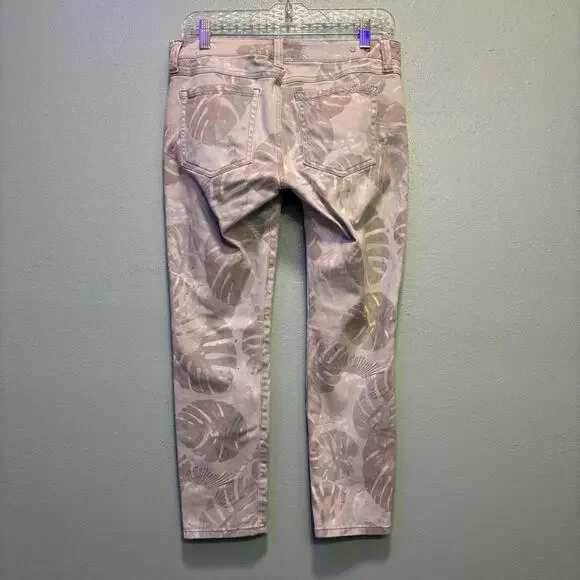 CAbi Palm Leaf Printed Ankle Cropped Jeans Women’s Size 6 Tropical Denim Pants - Picture 6 of 10